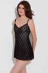 Zivame Sundown Collection Soft Floral Lace Chemise-Black — thumbnail 4