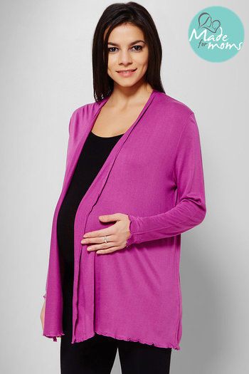 model image of Zivame Made For Moms Front Open Full Sleeves Maternity Shrug-Purple