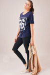 Zivame Cotton Box Fit Graphic Print Tee- Navy — thumbnail 2