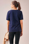 Zivame Cotton Box Fit Graphic Print Tee- Navy — thumbnail 3