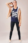 Zivame Cotton Box Fit Graphic Print Tee- Navy — thumbnail 4