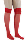 Zivame Anti Slip Floral Lace Stocking- Red — thumbnail 2