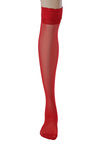 Zivame Anti Slip Floral Lace Stocking- Red — thumbnail 3