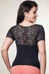 Zivame Lace Touch Half Sleeve Shaping Top-Black — thumbnail 3