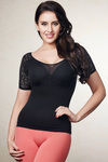 Zivame Lace Touch Half Sleeve Shaping Top-Black — thumbnail 4