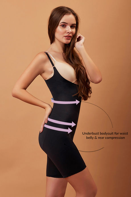 Zivame Body Sculpting Shorts Length Bodysuit Underbust - Black — image 2