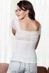 Zivame Lace Touch Short Sleeve Shaping Top-White — thumbnail 3