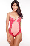 Zivame Lace Embellish Backless Level 2 Push Up Wired Teddy-Salmon — thumbnail 1