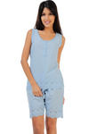 Zivame Dreamwear Fine Cotton Top And Shorts Set With Hakoba Lace Hem-Blue — thumbnail 1