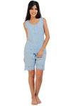 Zivame Dreamwear Fine Cotton Top And Shorts Set With Hakoba Lace Hem-Blue — thumbnail 3