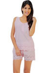 Zivame Dreamwear Fine Cotton Top And Shorts Set With Hakoba Lace Hem-Pink — thumbnail 1