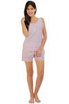 Zivame Dreamwear Fine Cotton Top And Shorts Set With Hakoba Lace Hem-Pink — thumbnail 3
