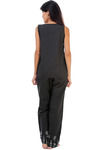 Zivame Dreamwear Fine Cotton Sleeveless Top And Pyjama Set With Embroidered Lace-Black — thumbnail 2