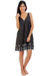 Zivame Dreamwear Fine Cotton Short Night Dress with Embroidered Lace-Navy — thumbnail 3