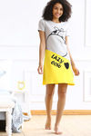 Zivame After Hours Cotton Short Nighty- Grey n Yellow — thumbnail 4