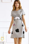 Zivame After Hours Cotton Short Nighty- Grey Melange — thumbnail 2