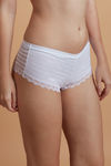 Zivame Meshy Affair Aztec Lace Boyshort Panty- White — thumbnail 3