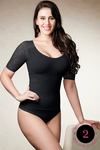 Zivame Lace Touch Half Sleeve Shaping Bodysuit Top-Black — thumbnail 1