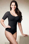 Zivame Lace Touch Half Sleeve Shaping Bodysuit Top-Black — thumbnail 4