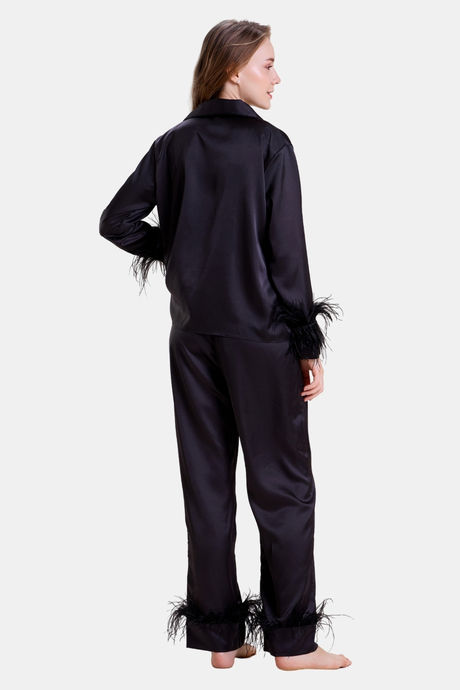 Mysthelle Silk & Satin Loungewear Set - Black — image 2