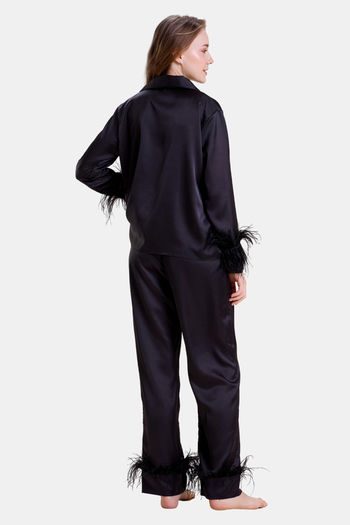 Mysthelle Silk & Satin Loungewear Set - Black — image 2
