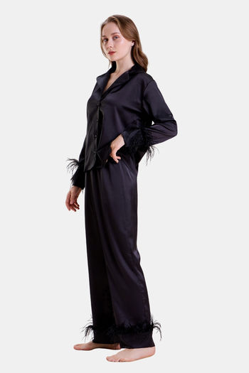 Mysthelle Silk & Satin Loungewear Set - Black — image 3