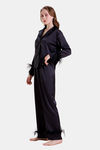 Mysthelle Silk & Satin Loungewear Set - Black — thumbnail 3
