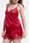 Mysthelle Silk & Satin Loungewear Set - Red — thumbnail 4