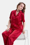 Mysthelle Silk & Satin Loungewear Set - Red — thumbnail 1