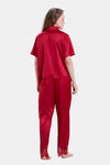 Mysthelle Silk & Satin Loungewear Set - Red — thumbnail 2
