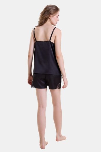 Mysthelle Silk & Satin Loungewear Set - Black — image 2