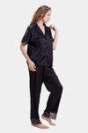 Mysthelle Silk & Satin Loungewear Set - Black — thumbnail 3