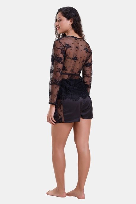 Mysthelle Silk & Satin Loungewear Set - Black — image 2