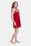 Mysthelle Silk & Satin Loungewear Dress - Red — thumbnail 3