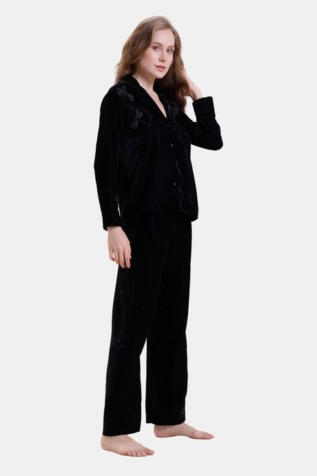 Mysthelle Silk & Satin Loungewear Set - Black — image 2