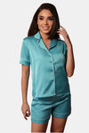 Mysthelle Silk & Satin Loungewear Set - Teal — thumbnail 1