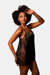 Mysthelle Silk & Satin Loungewear Dress - Black — thumbnail 3