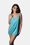 Mysthelle Silk & Satin Loungewear Dress - Teal — thumbnail 3