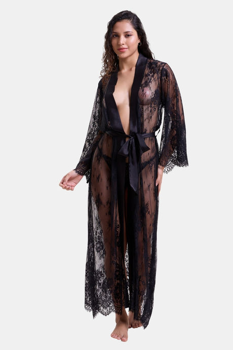 Mysthelle Super Comfy Lace Robe - Black — image 3