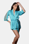Mysthelle Super Comfy Satin Robe - Teal — thumbnail 1