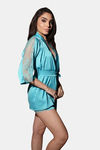 Mysthelle Super Comfy Satin Robe - Teal — thumbnail 3