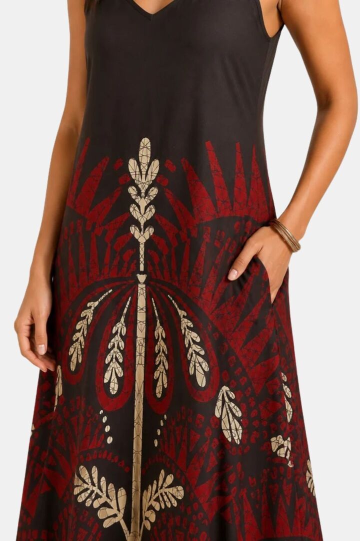 Sands of India Women Floral Print Asymmetric Hem A-Line Brown Maxi Dress - Brown — image 4
