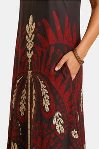 Sands of India Women Floral Print Asymmetric Hem A-Line Brown Maxi Dress - Brown — thumbnail 5