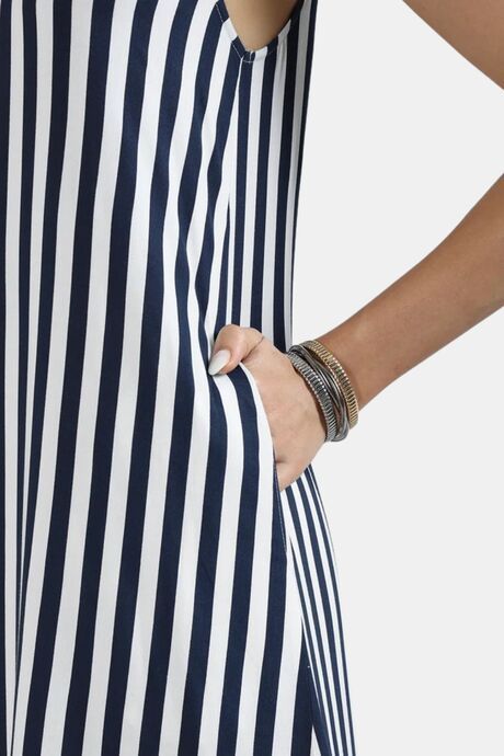 Sands of India Women Blue & Off-White Striped Halter Neck Flounce Hem Dress - Blue — image 5