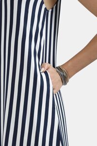 Sands of India Women Blue & Off-White Striped Halter Neck Flounce Hem Dress - Blue — thumbnail 5