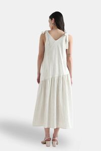 Sands of India White Textured Bias-Cut Maxi Dress with Adjustable Straps & Lining — thumbnail 2