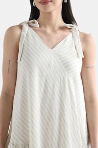 Sands of India White Textured Bias-Cut Maxi Dress with Adjustable Straps & Lining — thumbnail 5