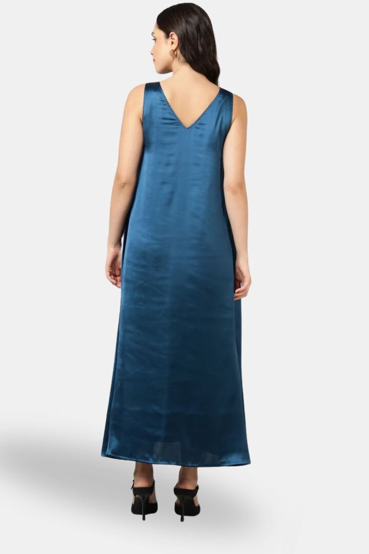 Sands of India Blue Party Maxi Satin Dress — image 2
