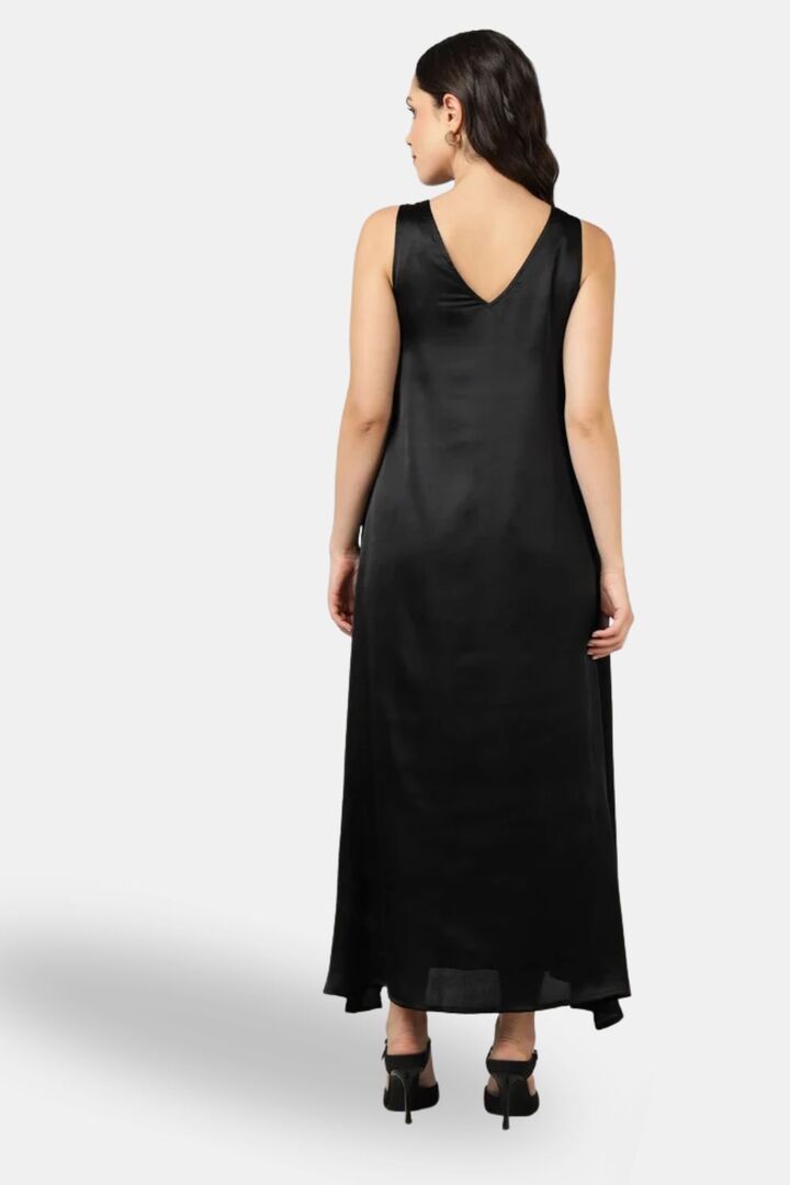 Sands of India Black Party Maxi Satin Dress — image 2