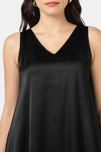 Sands of India Black Party Maxi Satin Dress — thumbnail 4
